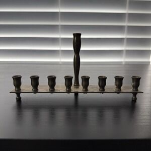 Israel Holy Land Vintage Judaica Handmade Hanukkah Menorah Jerusalem Mid Century